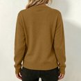 thumbnail image 4 of WULMLEO Women Zip Up Knit Cardigan, Long Sleeve Stand Collar Sweater Jacket with Pockets Soft Lightweight Loose Fit Casual Outerwear Brown M, 4 of 5
