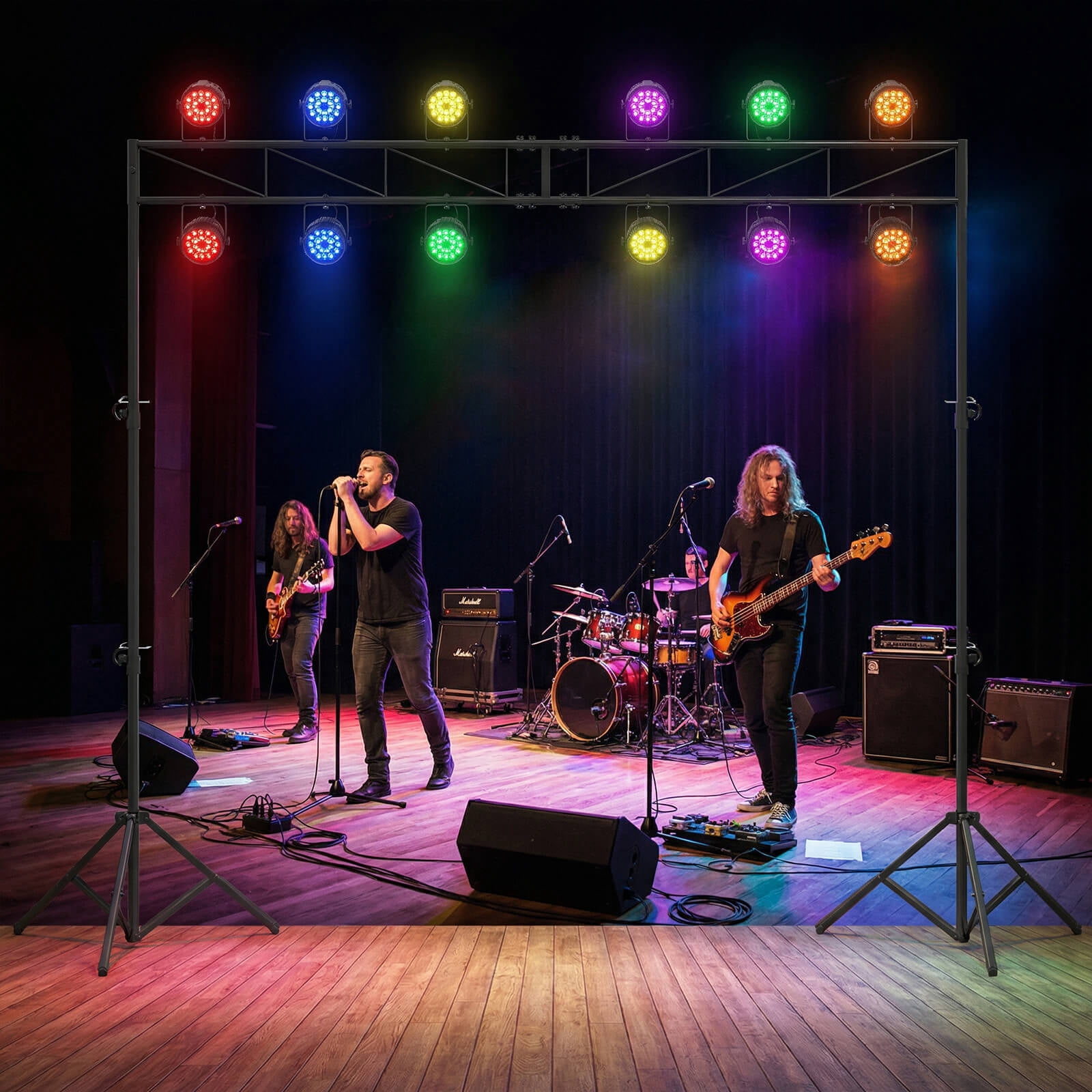 Costway Portable Lighting Truss System with 2 Folding Tripods, 12 Mounting Points for Bands