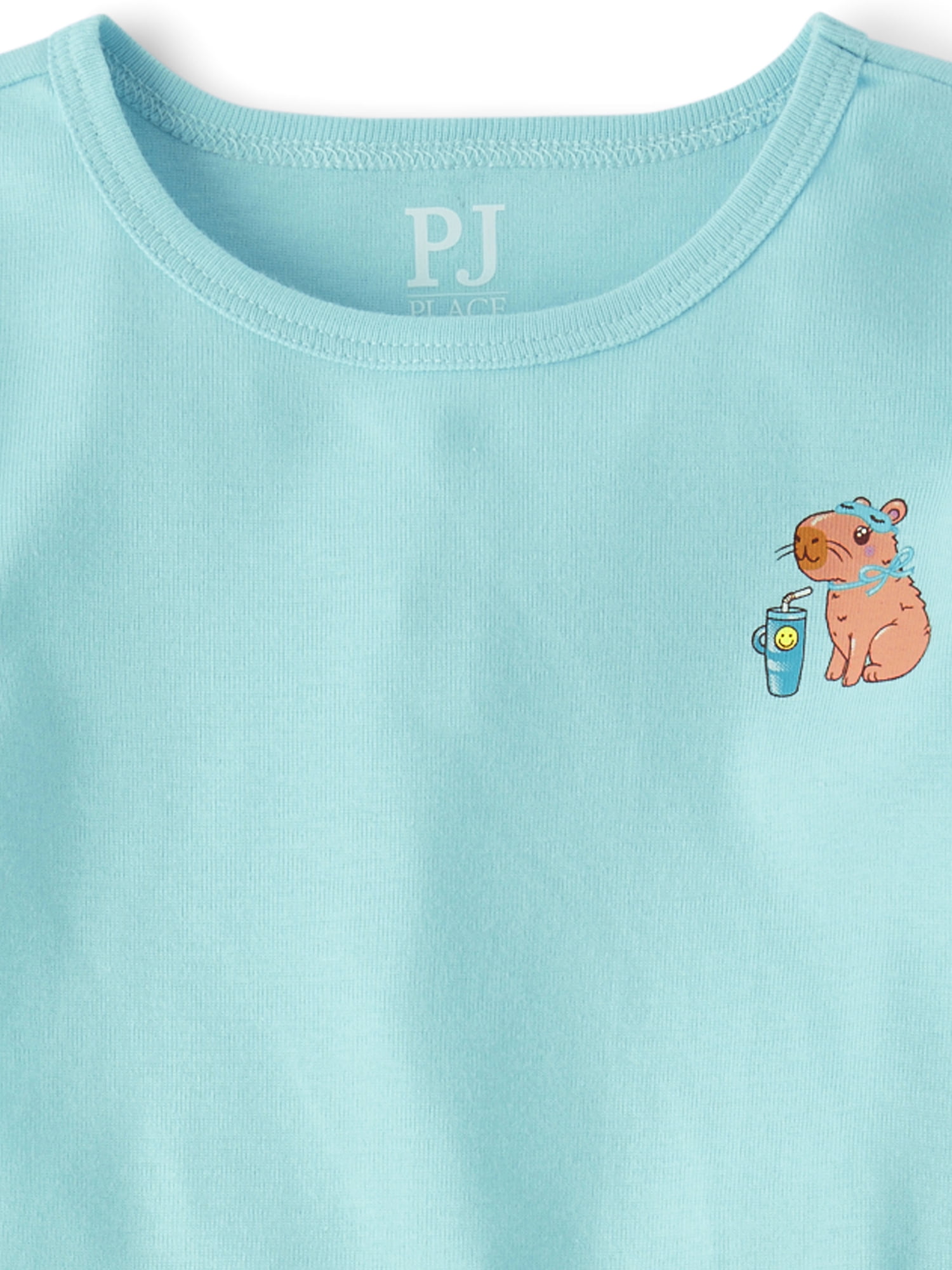 The Children's Place Girls Short Sleeve Capybara Print Snug Fit Cotton Pajamas, Sizes 4-16