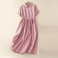 thumbnail image 2 of Summer Dresses For Women 2025 Sevevn Women's Casual Color Round Neck Tie Up Waist Dress, 2 of 9