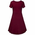 thumbnail image 3 of lkfuzj Women's Maternity Nursing Dress Solid Color Short-Sleeved Round Neck Split Maternity Casual Breastfeeding Dress Summer Fashion Pregnancy Clothes for Women Wine, 3 of 3
