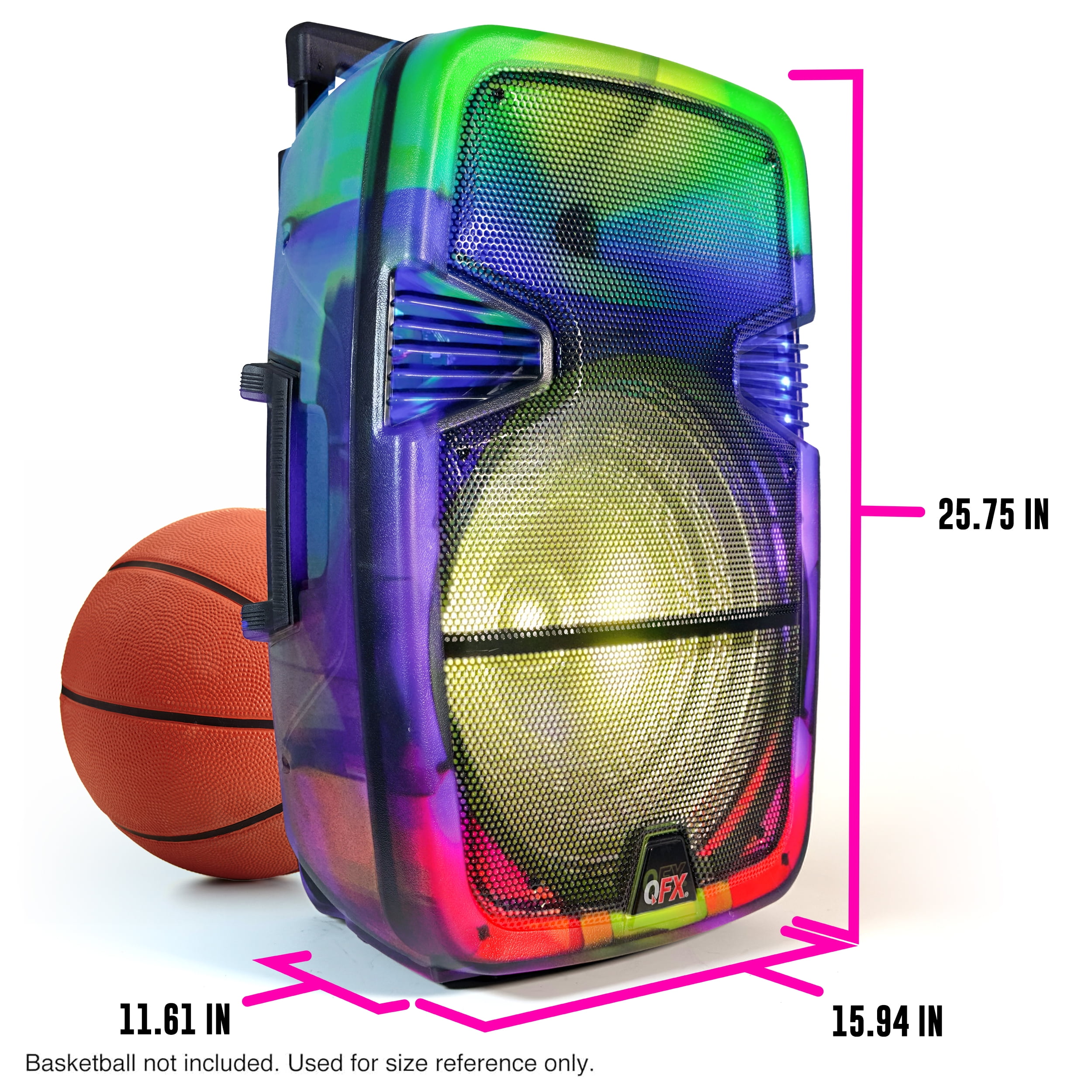 QFX Wireless Bluetooth Rechargeable Portable Speaker with Party Lights, Multicolor, TMS1560  (图2)