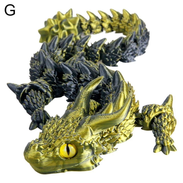 3D Printed Dragon Toy, PLA Material, 12.09 x 2.34 x 1.56 Inches, Assorted Colors