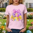 thumbnail image 6 of felwors Plus Size Happy Easter Graphic Spring Shirt Cute Letter Printed Blouse Tees Women Casual Short Sleeve Tops (Pink, M), 6 of 8