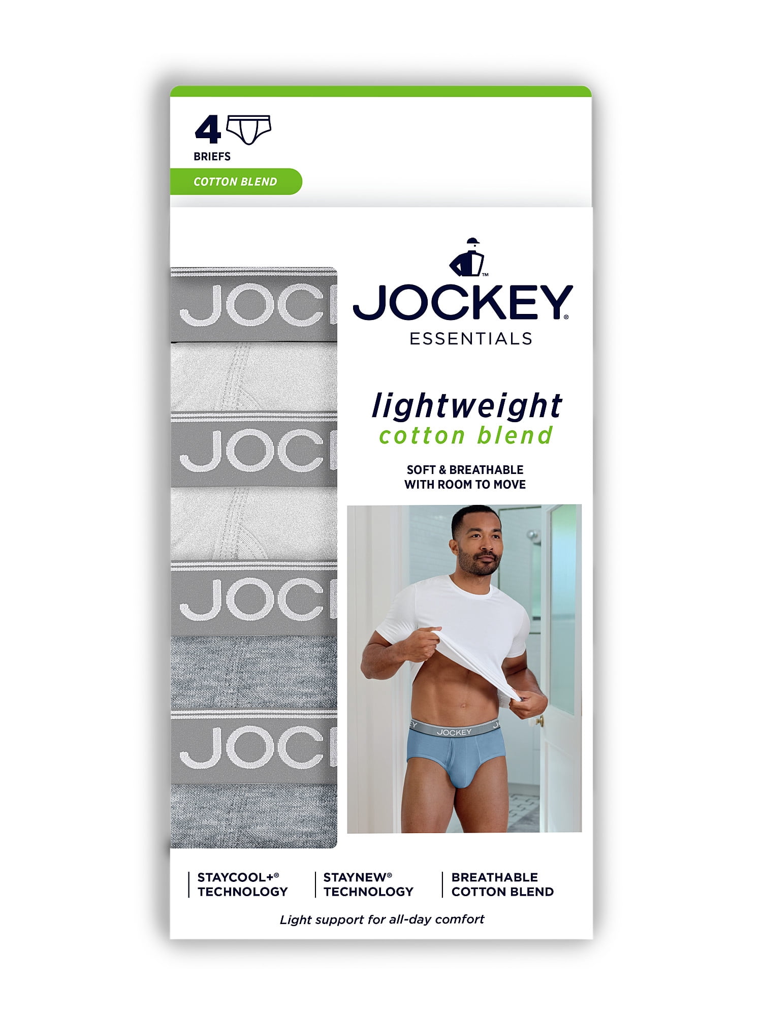 Jockey Essentials 4 pack cotton blend men's brief