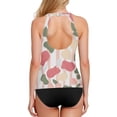 thumbnail image 2 of Women's Printed Tankini Top - High Elasticity Slim-Fit Swimsuit with Removable Straps & Cups, Perfect for Beach & Pool Parties，Seamless Pattern, 2 of 7