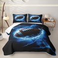 thumbnail image 2 of Feelyou Lightning Football Twin Quilt Set for Boys, Sport Ball Twin Coverlet Set, Blue Black, 2pcs, 2 of 7