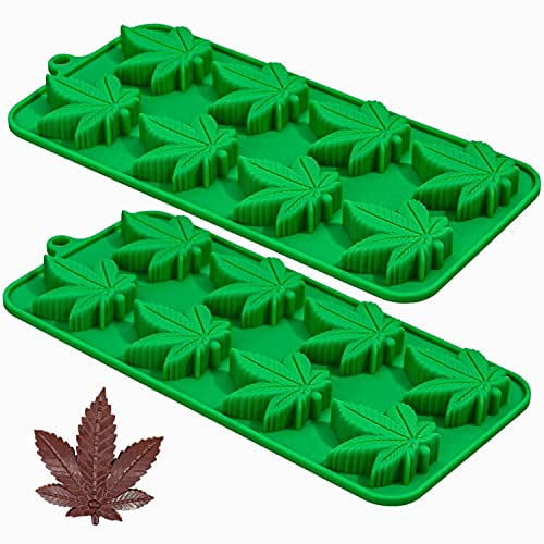 Molde de silicona para hojas de marihuana, paquete de 2 moldes de silicona para caramelos de hojas de arce para chocolate, gelatina, cera de hielo Kamehame NA