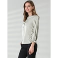 thumbnail image 2 of Blusa de Satén Allegra K Oficina Cuello con Volantes Gris XL, 2 of 6