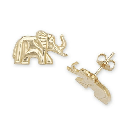 14k Yellow Gold Elephant Stamping Children Earrings - Measures 8x13mm