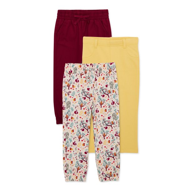 Garanimals Baby and Toddler Girl Pants, 3Pack, Sizes 12M5T