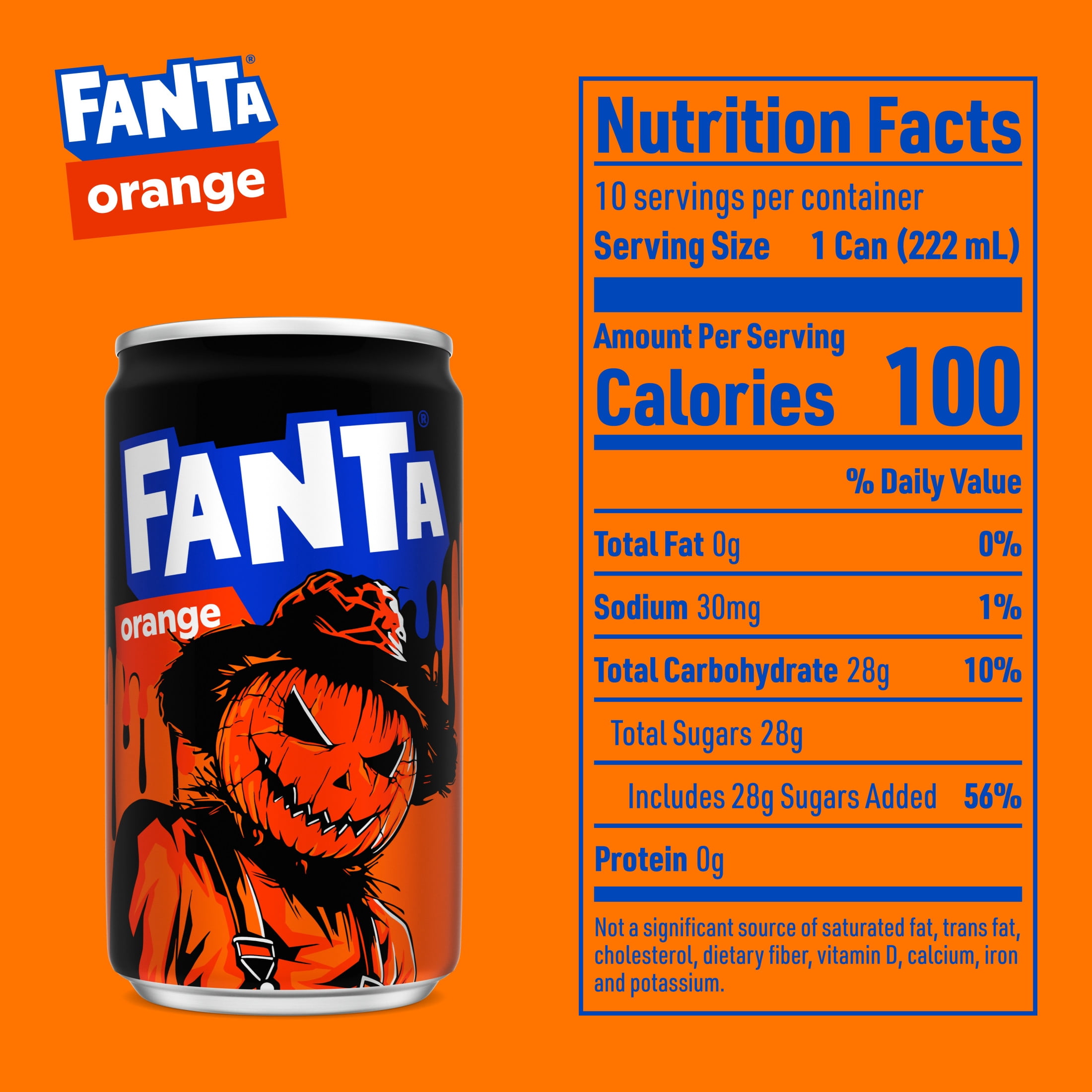 Fanta Orange Soda Pop Fridge Pack Mini Cans, 7.5 fl oz, 10 Pack
