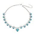 thumbnail image 6 of AYYUFE Women Faux Opal Turquoise Pendant Chain Choker Necklace Party Jewelry Alloy, Faux Opal, Faux Turquoise Silver, 6 of 7