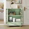 thumbnail image 6 of Minimalist Mint Green Buffet Cabinet with Double Glass Doors and Drawer, Modern Wooden Storage Sideboard Cupboard for Living room, Dining Room Hallway Entryway, 6 of 10