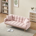 thumbnail image 3 of FFZ 69 Inch Sofa Bed with Adjustable Teddy Sofa and Wide Armrests, Pink, 3 of 8