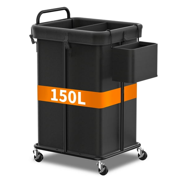 Auledio Large Laundry Hampers, Oxford Fabric Laundry Hampers Clothes Hampers, Metal Frame and Removable Bag Design with Wheels, Suitable for Bedroom, Bathroom, Dorm Room, Laundry Room (Black)
