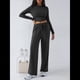 thumbnail image 5 of Conjunto Deportivo Y2K de Dos Piezas para Mujer, con Larga, Top Ajustado y Pantalones Anchos, Ideal para y Otoño Negro L, 5 of 8