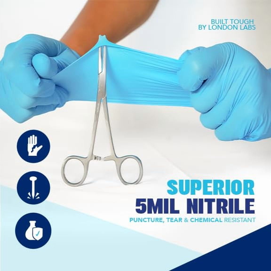 London Labs 5 Mil Disposable Nitrile Exam Gloves, Latex free & powder free Gloves for Medical & industrial use | Food Safe & Cleaning Gloves - 1000ct Sky blue medium Gloves