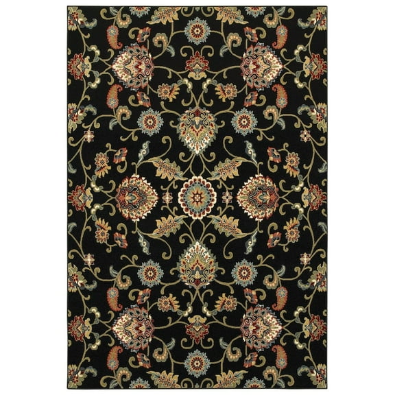 Oriental Weavers Kashan Area Rug - 9946K - 1'10" x 3' - in Black/ Multi - Vintage Inspired, Stain Resistant, Family and Pet Friendly , Entryway, Bathroom Accent Rug