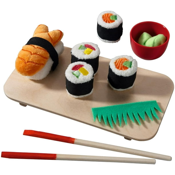 HABA Biofino Sushi Soft Play Food 10 Piece Set with Serving Board and