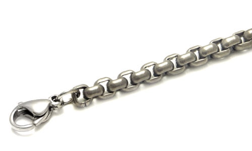Titanium Kay Solid Titanium 4MM Box Matte Finish Chrome Color Gray Color Men's Link Bracelet 7.5"
