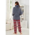 thumbnail image 4 of U2SKIIN Womens Ultra Soft Plush Plaid Pajamas Set Fluffy Loungewear Fuzzy Pjs for Women Cozy Sleepwear Warm Pullover（Dark Grey+Red Green Plaid, 2XL）, 4 of 5