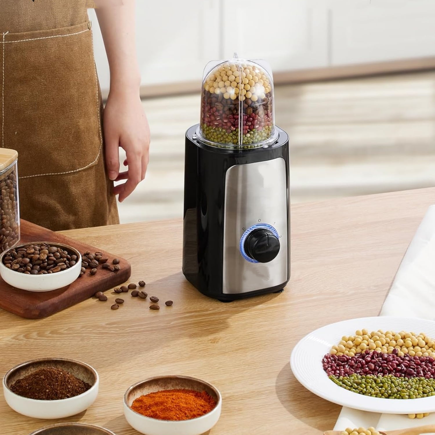 5 in 1 Blender and Food Processor Combo for Kitchen, Small Electric Food Chopper for Meat and Vegetable, 350W High Speed Blenders with 2 Speeds and Pulse for Smoothies and Shakes