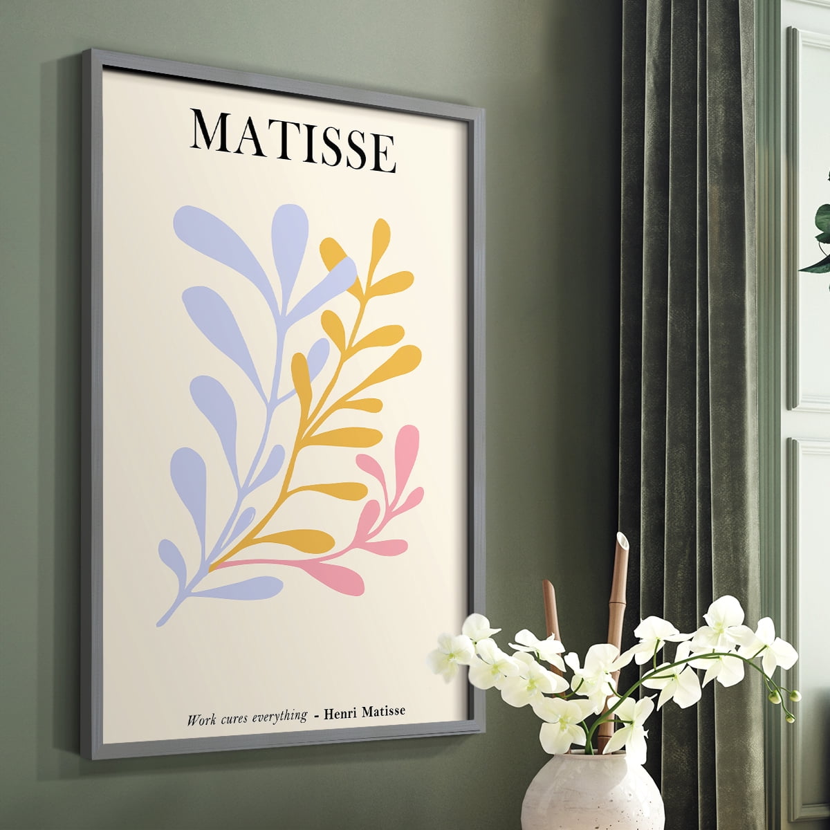 Matisse CDLXXXI in Gray Solid Wood Framed Print No Nail Hanging