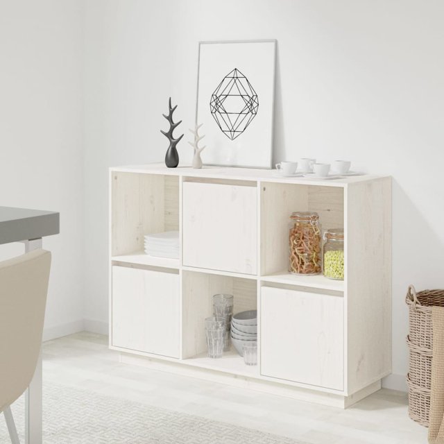vidaXL Buffet Blanc 110.5x35x80 cm Pin Massif