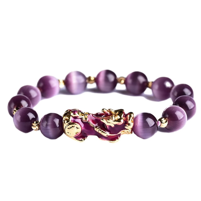Sonducket de la suerte morada, fortuna y estilo con morada, de cuentas de piedra de obsidiana Feng Shui Ropa, zapatos y accesorios Miscelánea Púrpura a rojo