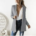 thumbnail image 2 of Jalioing Mid-Lenth Blazer for Women Open Front Lapel Solid Color Long Sleeve Dressy Elegant Long Cardigan (XX-Large, Gray), 2 of 7