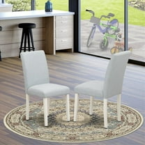 East West Furniture - Set of 2 - Wood Chairs- Modern Chairs Includes Wirebrushed Linen White Wood Structure with Baby Blue Linen Fabric Seat and Simple Back