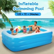 CoolWorld Inflatable Swimming Pool 120" X 72" X 24" Full-Sized Inflatable Kiddie Pool Family Swim Play Center Pool Blow up Kiddie Pool for Kids Baby Adult Inflatable Water Ball Pool for Outdoor Garden