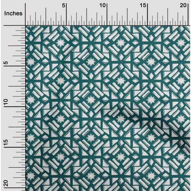 oneOone Tissu Georgette Viscose Imprimé Bloc Géométrique 1 Yard 42 Pouces de Large