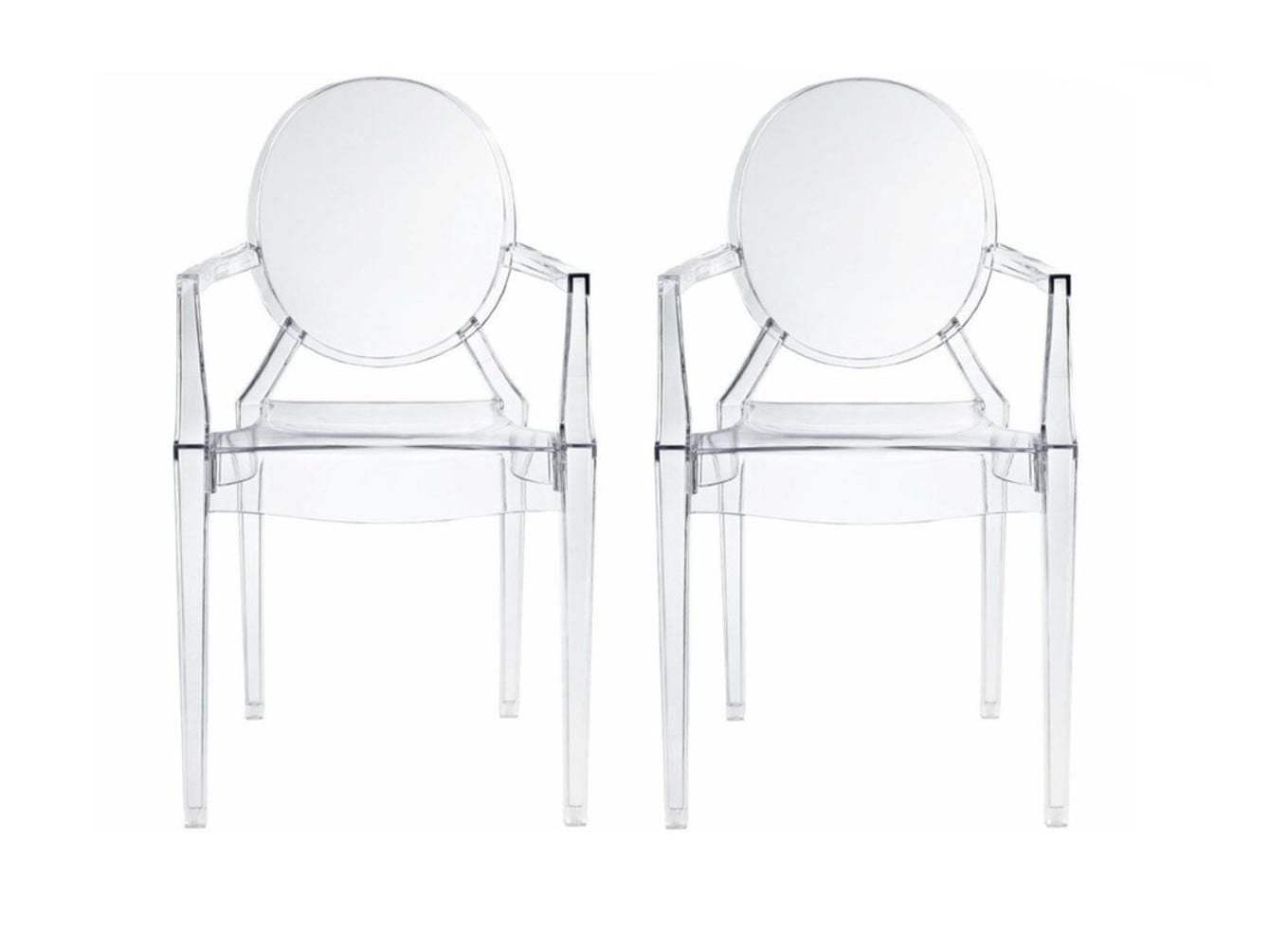 Heavenly Collections Lot de 2 Fauteuils de Salle à Manger en Acrylique, Transparent, Style Fantôme