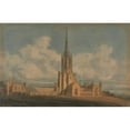 thumbnail image 2 of James Wyatt 24x17 Gold Ornate Framed and Double Matted Museum Art Print Titled - Projected Design for Fonthill Abbey, Wiltshire, 2 of 4
