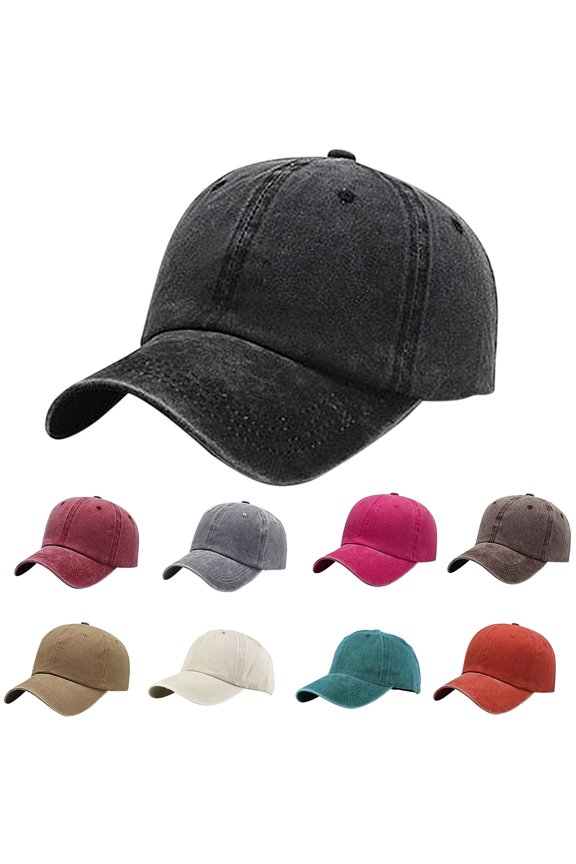 Womens Beach Hat Women Casual Washed Cotton Solid Plain Baseball Cap Brick Red M