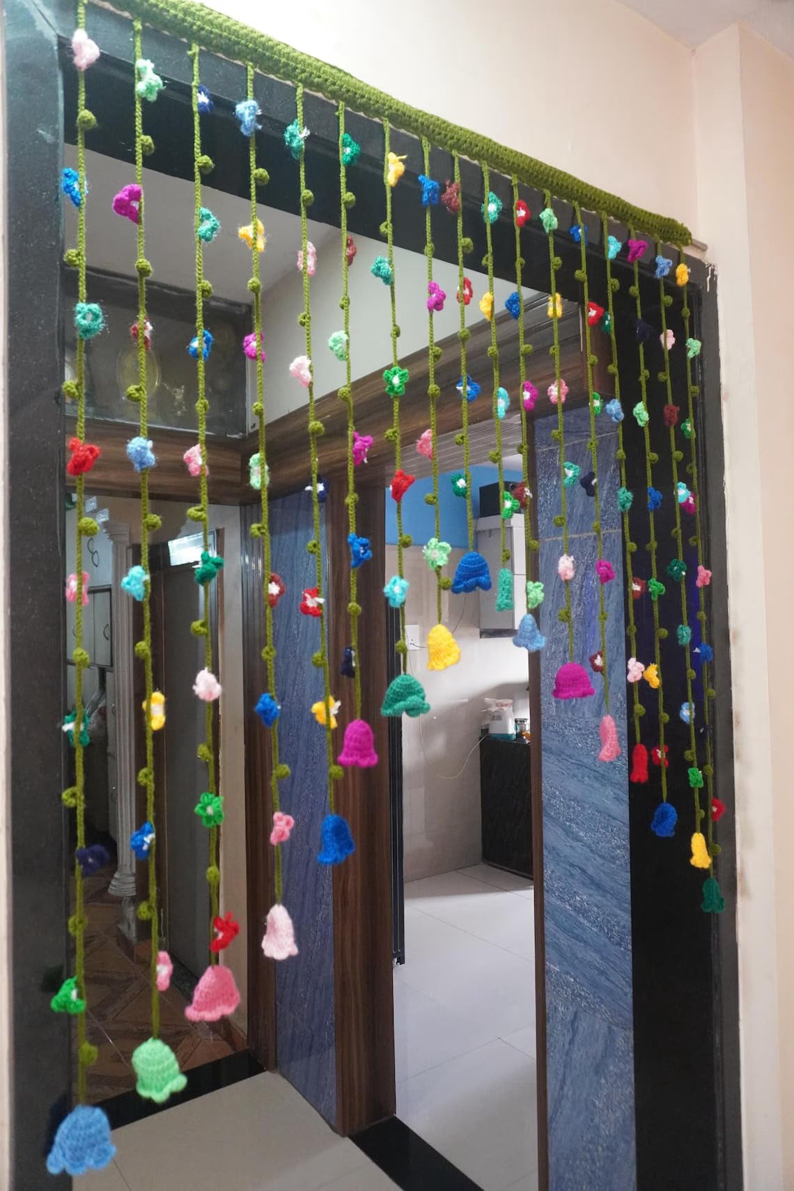 Crochet Flower Curtain: Handmade Wildflower Boho Window Decor