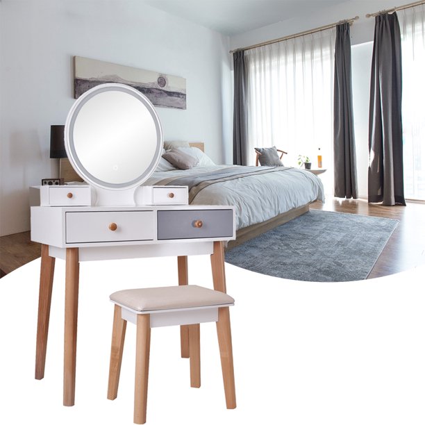 Bedroom Light Luxury Real Wood Dressing Table Simple Makeup Table With