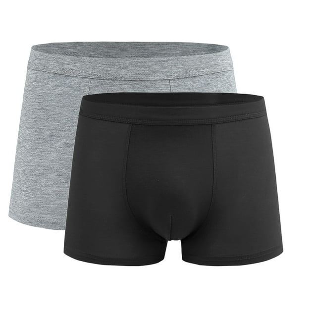 Plebaso Mens Underwear Boxer Briefs Comfortable Soft Underwear Short Leg Stretch Boxers for Men(2 Pack)