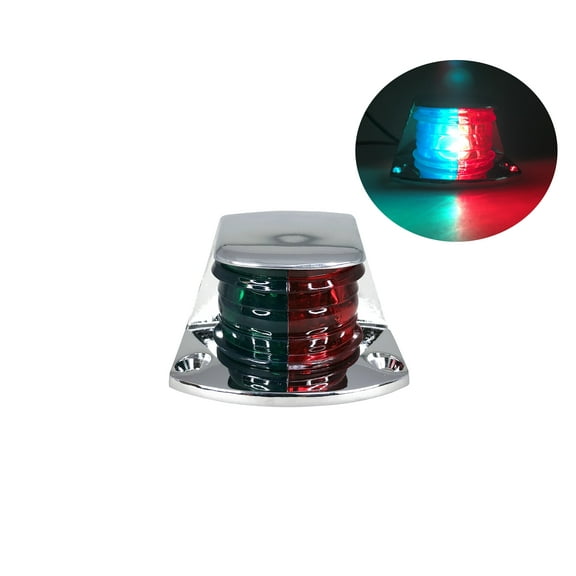 Pactrade Marine Boat Navigation RED Green Chrome Plated HOUSING BI-Color Bow Light Bulb