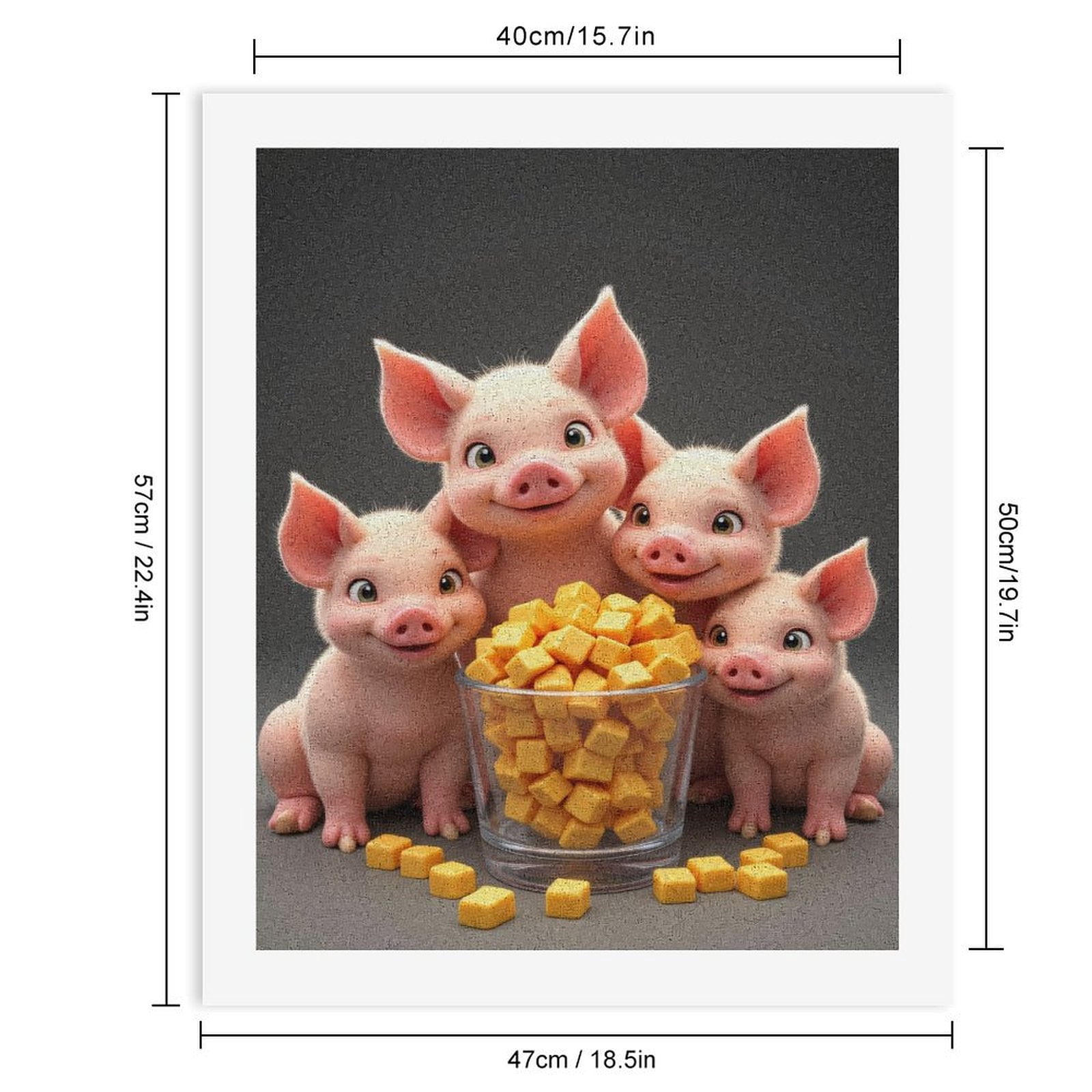 Paint By Numbers Kit for Adults Beginner - DIY Pigs With Cheese Cubes Canvas Painting Kits for Adults, Frameless Paint By Number for Adults for Home Wall Decor 16x20 Inch
