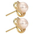 thumbnail image 4 of HomeKingdee Gold Color​ Plated Copper Rose Earrings with Natural Freshwater Pearl and S925 Silver-Plated Needle - Fashion Ear Studs for Women Girls Daily Wear Jewelry Gift, 4 of 9