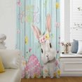 thumbnail image 5 of Turquoise Easter Sheer Curtains 84 Inches Long, Spring Easter Bunny Eggs Floral Wooden Light Filering Curtains, Breathable Simi Curtain Privacy Drapes for Living Room Bedroom Window Treatment, 5 of 9