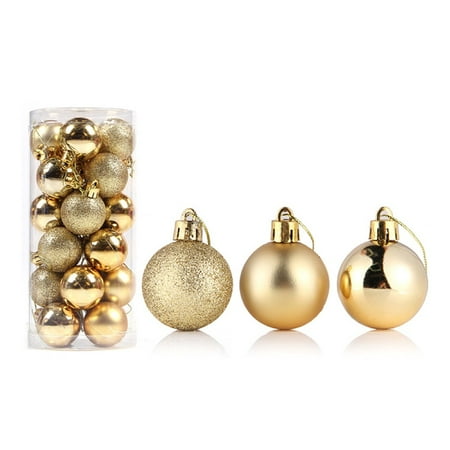 

KAOU 24Pcs Christmas Ball Delicate Reusable High Gloss Xmas Tree Decor Ball Pendant Home Decor