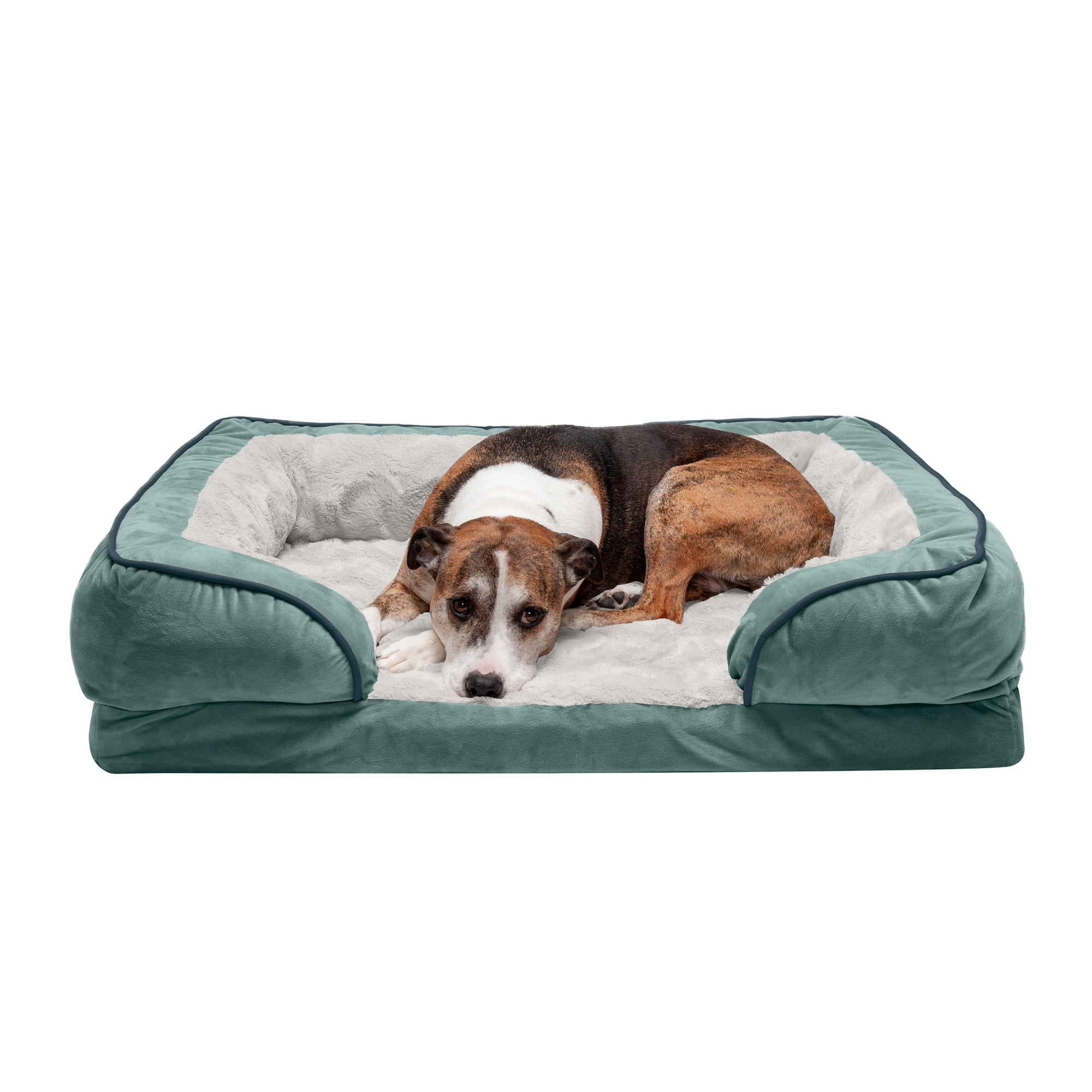 FurHaven Pet Dog Bed | Convolute Orthopedic Perfect Comfort Velvet Waves Sofa-Style Couch Pet