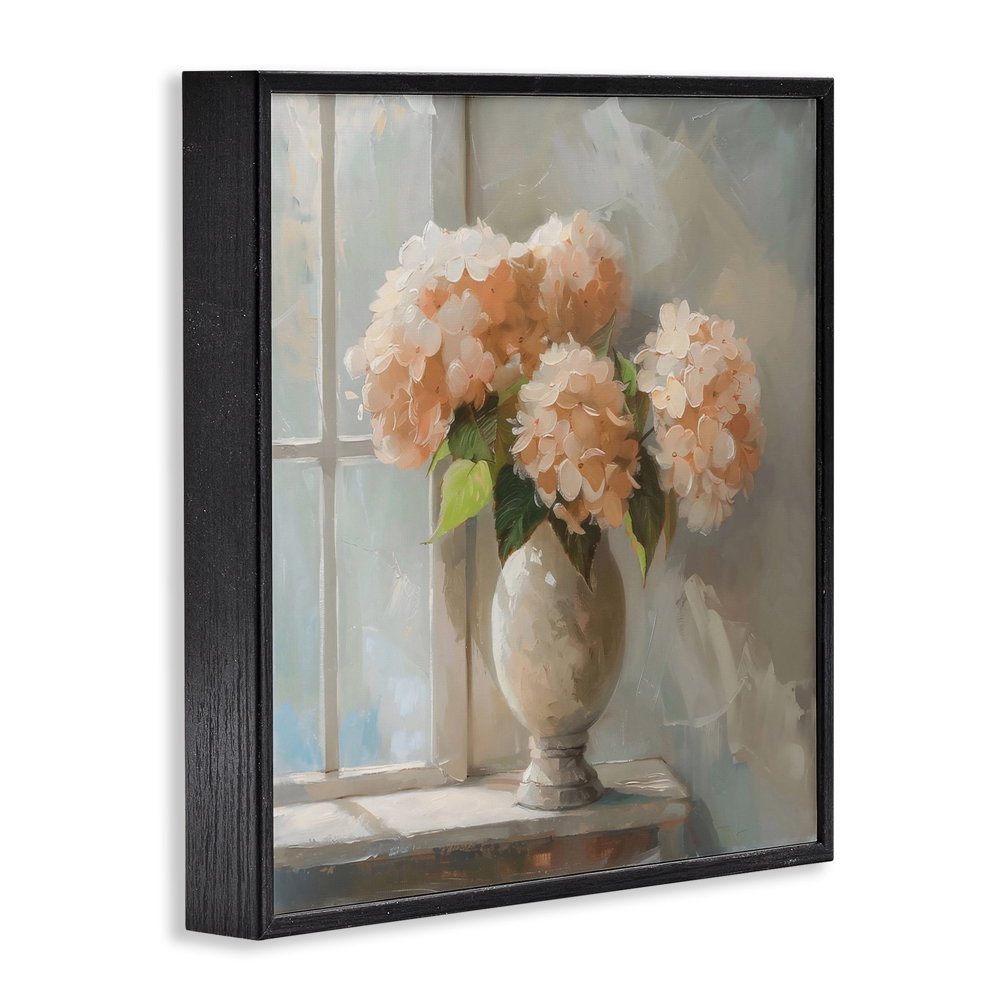 Stupell Industries Pink Hydrangea in Sunlit Vase Black Framed Giclee Art, design by Creative Studio