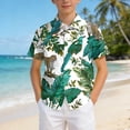 thumbnail image 2 of WUANDIXFA Hawaiian Shirts for Boys, Button Down Short Sleeve Tropical Print, Kids Summer Beachwear Tops 7-14 Years (Dark Green, 4-5 Years), 2 of 7