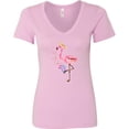 thumbnail image 3 of Inktastic Cute Summer Flamingo Women's V-Neck T-Shirt, 3 of 5
