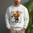 thumbnail image 3 of Men's 330g 100% Cotton Dropped Shoulder Crew Neck Sweatshirt-Pumpkin Man + Bat, 3 of 15